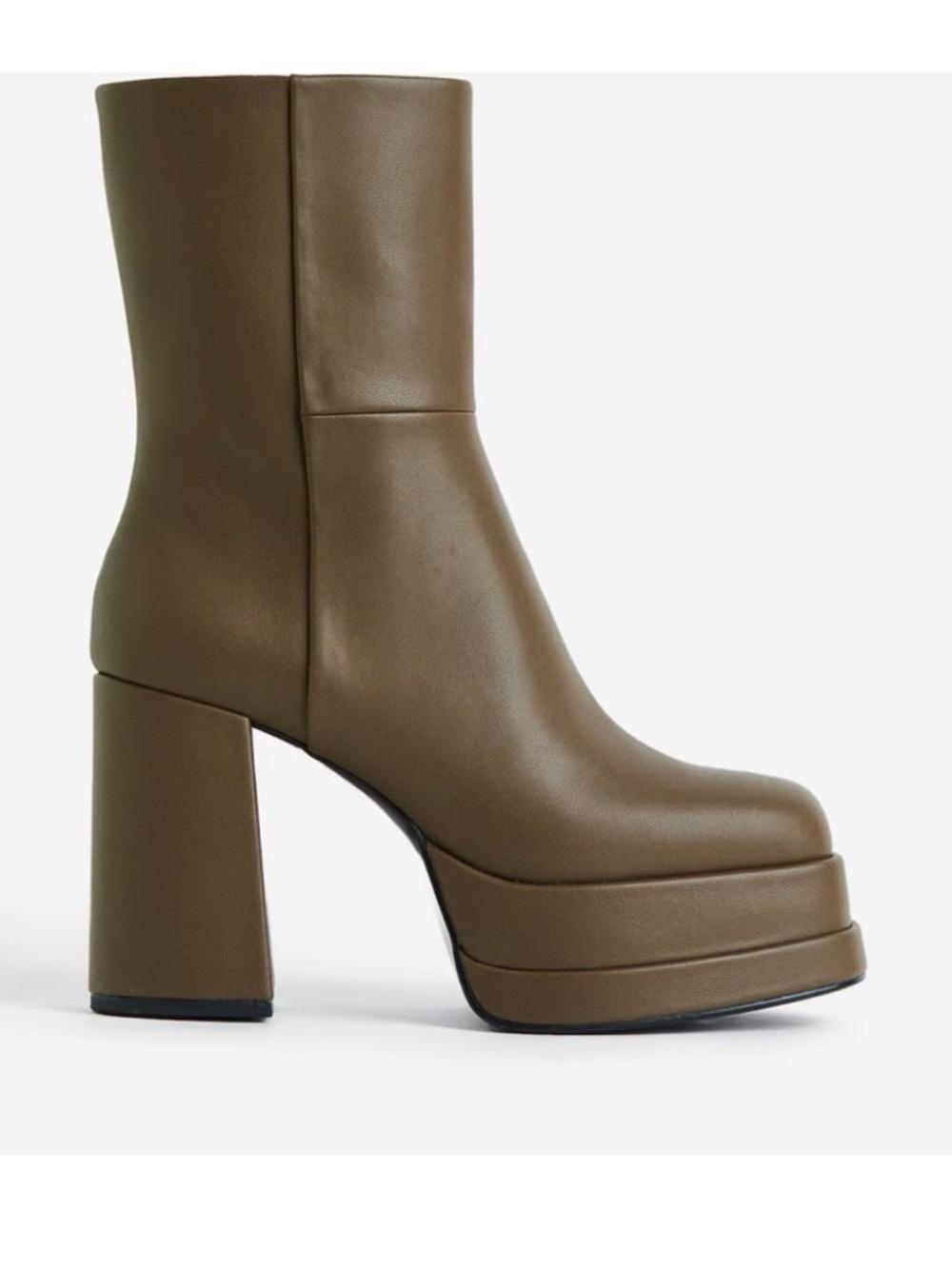 H&M Olive Green Platform Ankle Boots